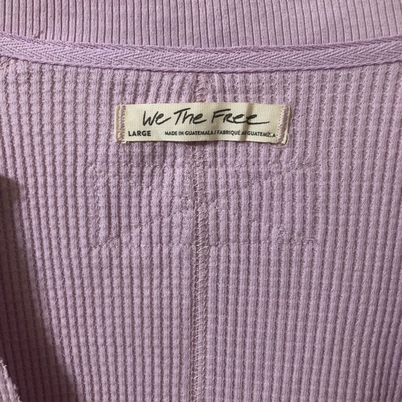 NWOT We The Free Buttercup Thermal Jersey Waffle Knit Longsleeve Lilac Top Large - Picture 4 of 7